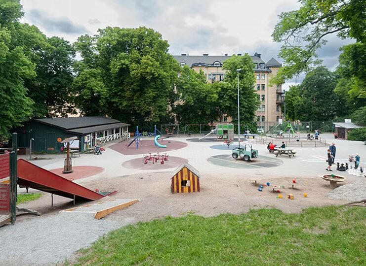 Students on an outing in a nearby park